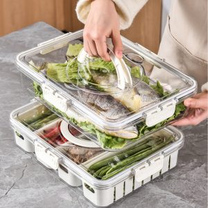 Food Storage Containers Box With Clear Lid and 4 Removable Drain Tray - Image 4