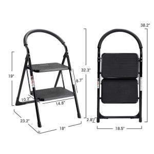 Folding Ladder Handgrip Anti-Slip and Wide Pedal-Black - Image 3