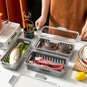 Food Storage Containers Box With Clear Lid and Removable Drain Tray - Image 4