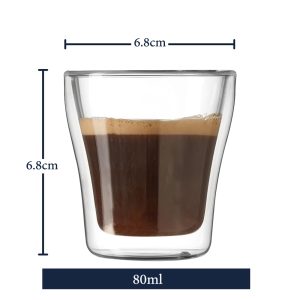 6-Pieces Set Double Wall Espresso Cup Heat-resistant 80ml - Image 4