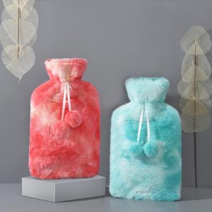 2L Rainbow Patterned Super Soft Fluffy Hot Water Bottle and Cover - Image 4