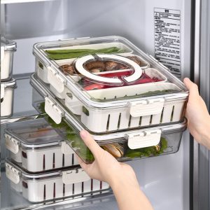 Food Storage Containers Box With Clear Lid and 4 Removable Drain Tray - Image 5