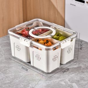 Food Storage Containers Box With Clear Lid and Removable Drain Tray - Image 7