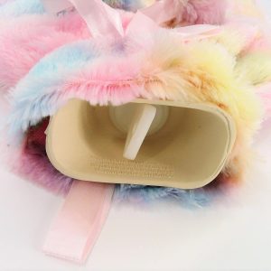2L Rainbow Patterned Super Soft Fluffy Hot Water Bottle and Cover - Image 3