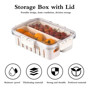 Food Storage Containers Box With Clear Lid and 2 Removable Drain Tray - Image 5