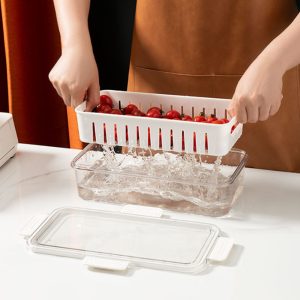 Food Storage Containers Box With Clear Lid and Removable Drain Tray - Image 5