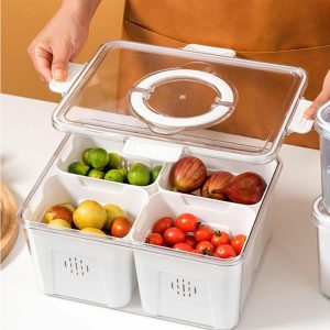 Food Storage Containers Box With Clear Lid and Removable Drain Tray - Image 3
