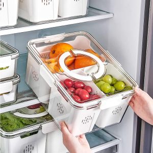 Food Storage Containers Box With Clear Lid and Removable Drain Tray - Image 4