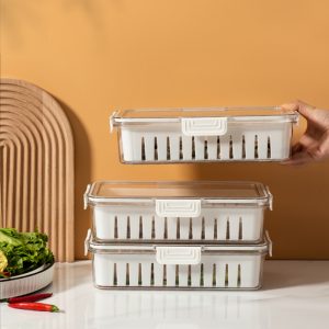 Food Storage Containers Box With Clear Lid and Removable Drain Tray - Image 6