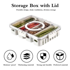 Food Storage Containers Box With Clear Lid and 4 Removable Drain Tray - Image 2