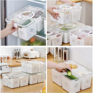 Food Storage Containers Box With Clear Lid and Removable Drain Tray - Image 5