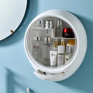 Oval Hanging Beauty Cosmetic Organizer - White - Image 2