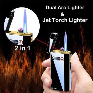 2 in 1 Electric Lighter and Jet Flame Torch Refillable Butane - Image 3