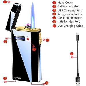 2 in 1 Electric Lighter and Jet Flame Torch Refillable Butane - Image 7