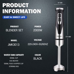 Jamaky JMK3013, 4 In 1 Hand Blender, 2000W, - Image 4