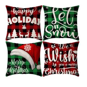 4-Pieces Set Christmas Cushion 45x45 cm + ( 4 x Refill Pillow 450G ) - Image 1