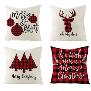 4-Pieces Set Christmas Cushion 45x45 cm + ( 4 x Refill Pillow 450G ) - Image 1