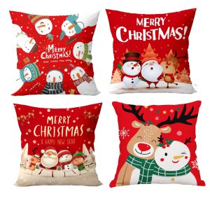 4-Pieces Set Christmas Cushion 45x45 cm + ( 4 x Refill Pillow 450G ) - Image 1