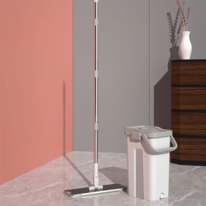 Flat mop two-chamber wringer bucket+2 Washable Microfiber Pads - Image 4