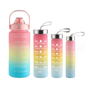 Pack of 4 Drinking Bottles, 2 L, 700 ml, 500ml, 300 ml ( Random Color ) - Image 1