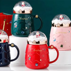 Creative Christmas Ceramic Mug - Red - Image 2