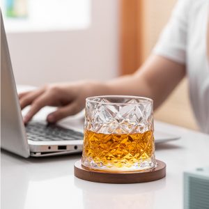 1-Pcs Spinning Glasses with Wood Tray , Rotating 280ML - Image 3