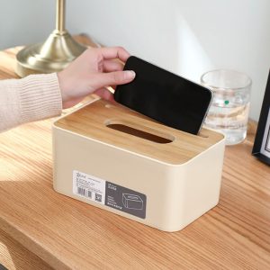 Tissue Box With Mobile Holder Bamboo Lid - Image 5