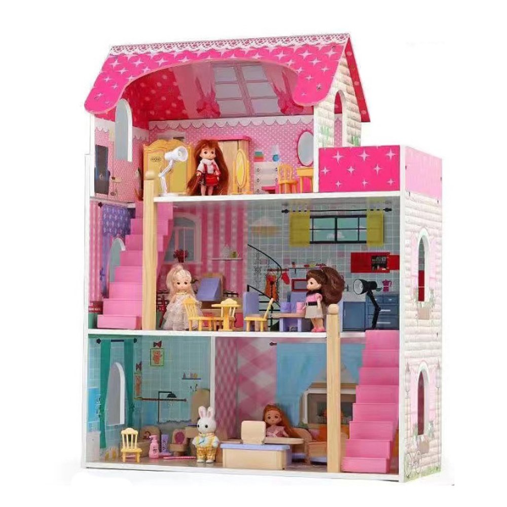 Wooden Dollhouse for Kids Pretend Play Dream House Toy TezkarShop Official Website