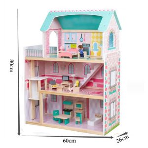 Wooden Dollhouse for Kids, Pretend Play Dream House Toy #MTR-1713 - Image 2