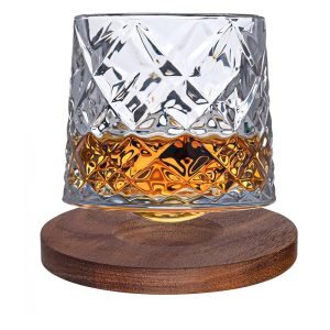 1-Pcs Spinning Glasses with Wood Tray , Rotating 280ML - Image 4