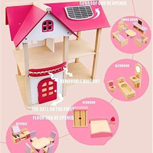 Wooden Dollhouse for Kids, Pretend Play Dream House Toy #ZXW-2450 - Image 5