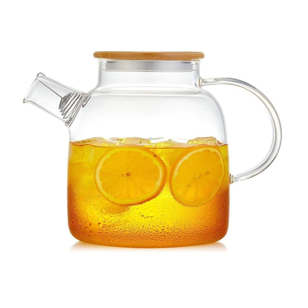 Glass Teapot with Infuser & Wood Lid - TezkarShop Official Website