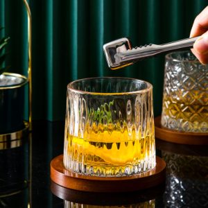 1-Pcs Spinning Glasses with Wood Tray , Rotating 280ML - Image 5
