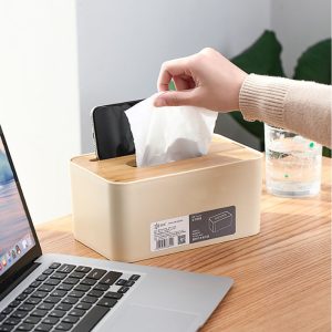 Tissue Box With Mobile Holder Bamboo Lid - Image 2