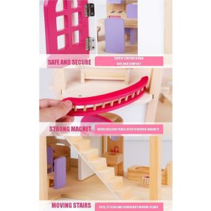 Wooden Dollhouse for Kids, Pretend Play Dream House Toy #ZXW-2450 - Image 6
