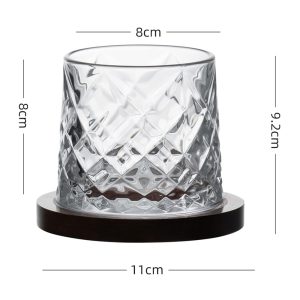 1-Pcs Spinning Glasses with Wood Tray , Rotating 280ML - Image 6