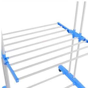 40Kg Max Load 3-Layer with 4 Wheels Blue Cloth Dryer Rack (75-126 x 64 x 170)cm - Image 6