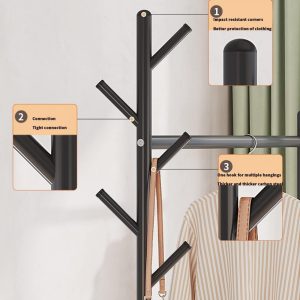Single Pole Metal Clothes Rack With Double Lower Shelf Organization (W120 x D40 x H173)cm - Image 3