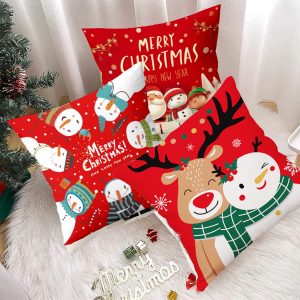 4-Pieces Set Christmas Cushion 45x45 cm + ( 4 x Refill Pillow 450G ) - Image 2