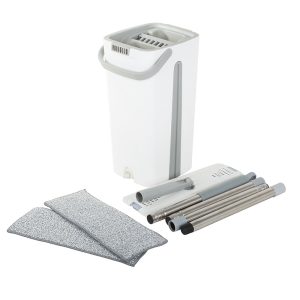 Flat mop two-chamber wringer bucket+2 Washable Microfiber Pads - Image 7