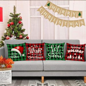 4-Pieces Set Christmas Cushion 45x45 cm + ( 4 x Refill Pillow 450G ) - Image 3