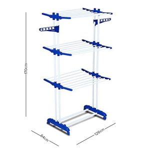 40Kg Max Load 3-Layer with 4 Wheels Blue Cloth Dryer Rack (75-126 x 64 x 170)cm - Image 7