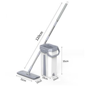 Flat mop two-chamber wringer bucket+2 Washable Microfiber Pads - Image 10