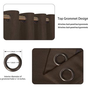 Brown Blackout Curtains 140x240cm, Textured Linen Look - Image 3