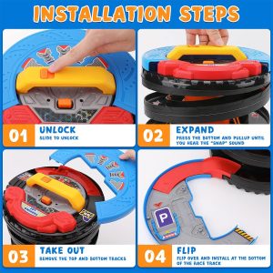Garage Track Play Set And Carry Case With 8 Vehicles - Image 4