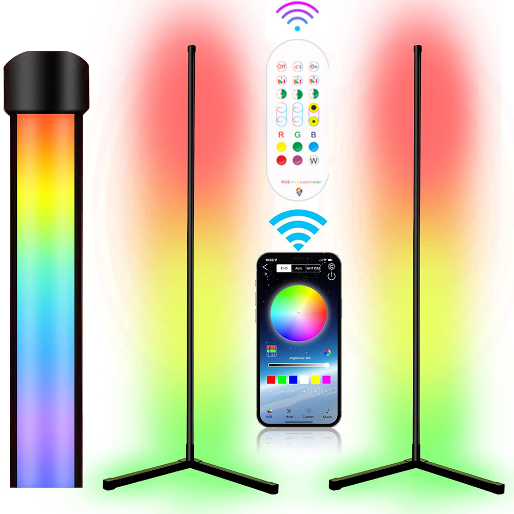 RGB LED Corner Floor Lamp Corner Light With Bluetooth APP & Remote ...