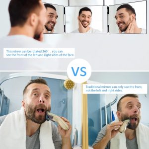 Self Cut Mirror 3 Sides Adjustable 360° Mirror with Telescoping - Image 4
