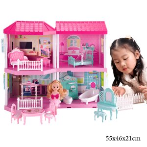 Pink Girls DIY Doll House 55x21x46cm - Image 1