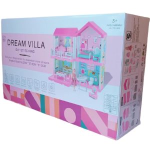 Pink Girls DIY Doll House 55x21x46cm - Image 4