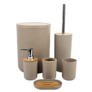 Sanitary 6-Pieces Bamboo Cover Bathroom Accessories Set - Image 8